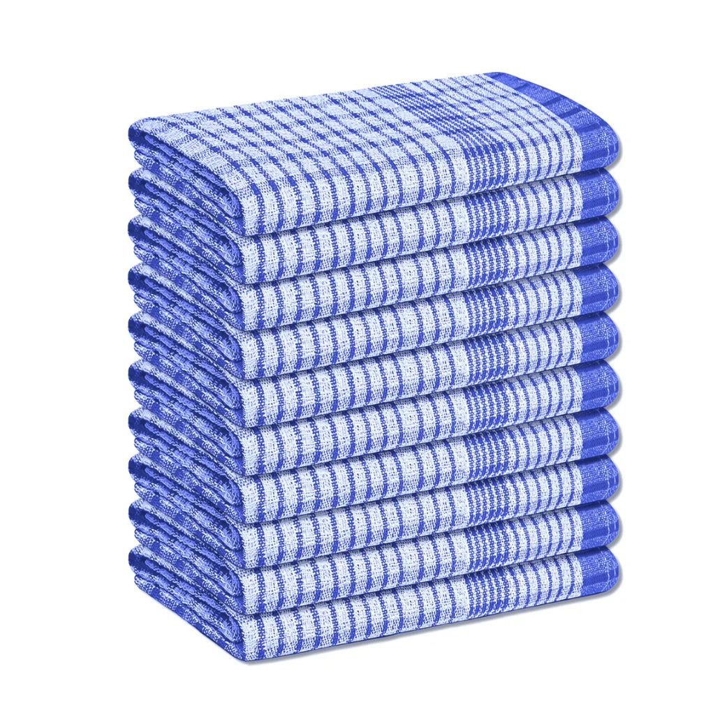 Wonderdry 10 Pack Cotton Tea Towels – Quick Drying, Absorbent Kitchen Dish Cloths, Reusable Cleaning Towels for Dishes & Household Cleaning
