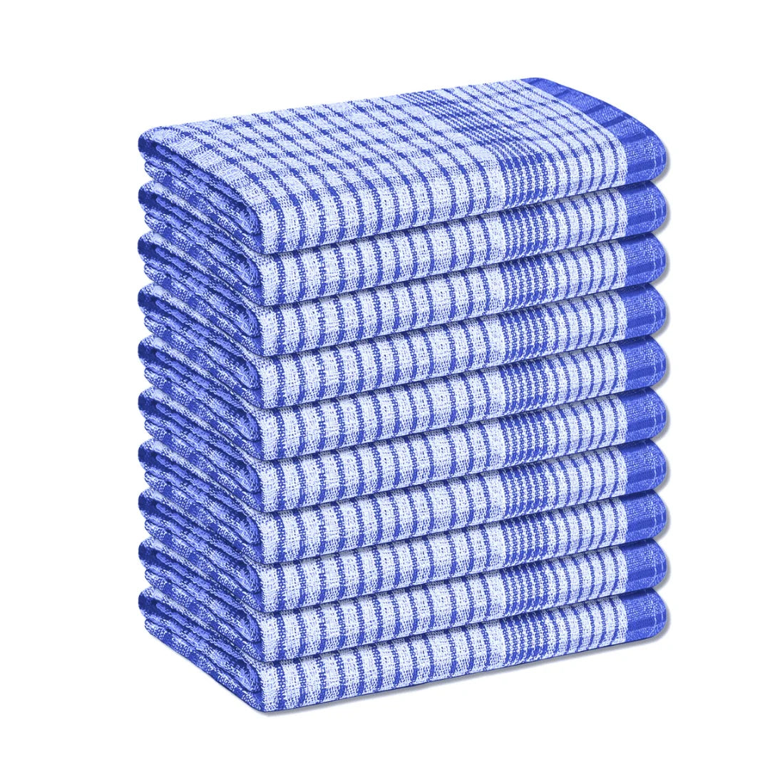 Wonderdry 10 Pack Cotton Tea Towels – Quick Drying, Absorbent Kitchen Dish Cloths, Reusable Cleaning Towels for Dishes & Household Cleaning