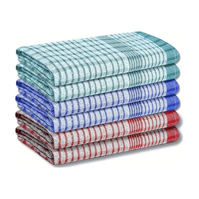 Wonderdry 10 Pack Cotton Tea Towels – Quick Drying, Absorbent Kitchen Dish Cloths, Reusable Cleaning Towels for Dishes & Household Cleaning