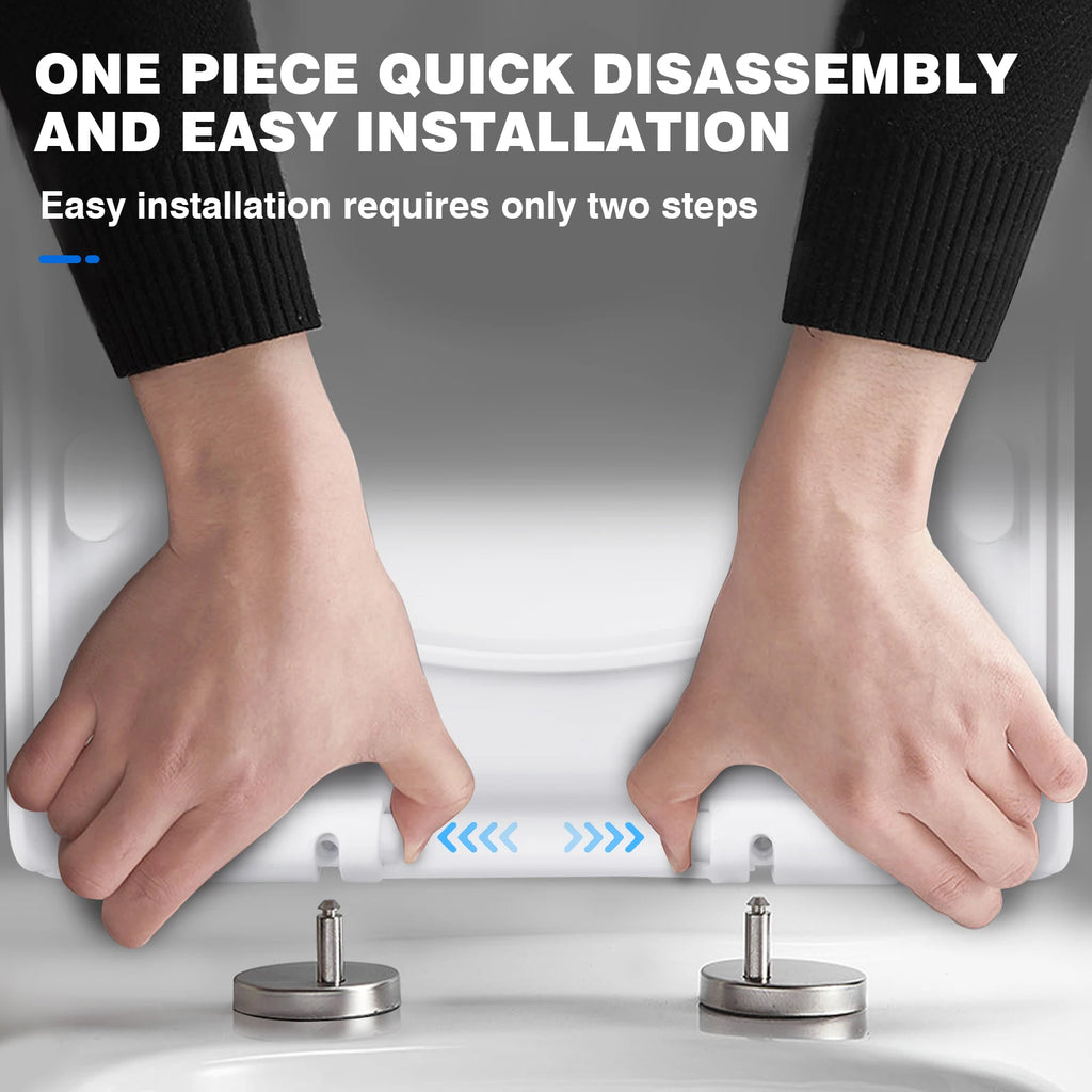 Toilet Seats SquareShaped with Soft-Closing Mechanism Quick-Release Function, Hygienic Toilet Seat Made of Antibacterial, Scratch-Resistant, Easy Installation White