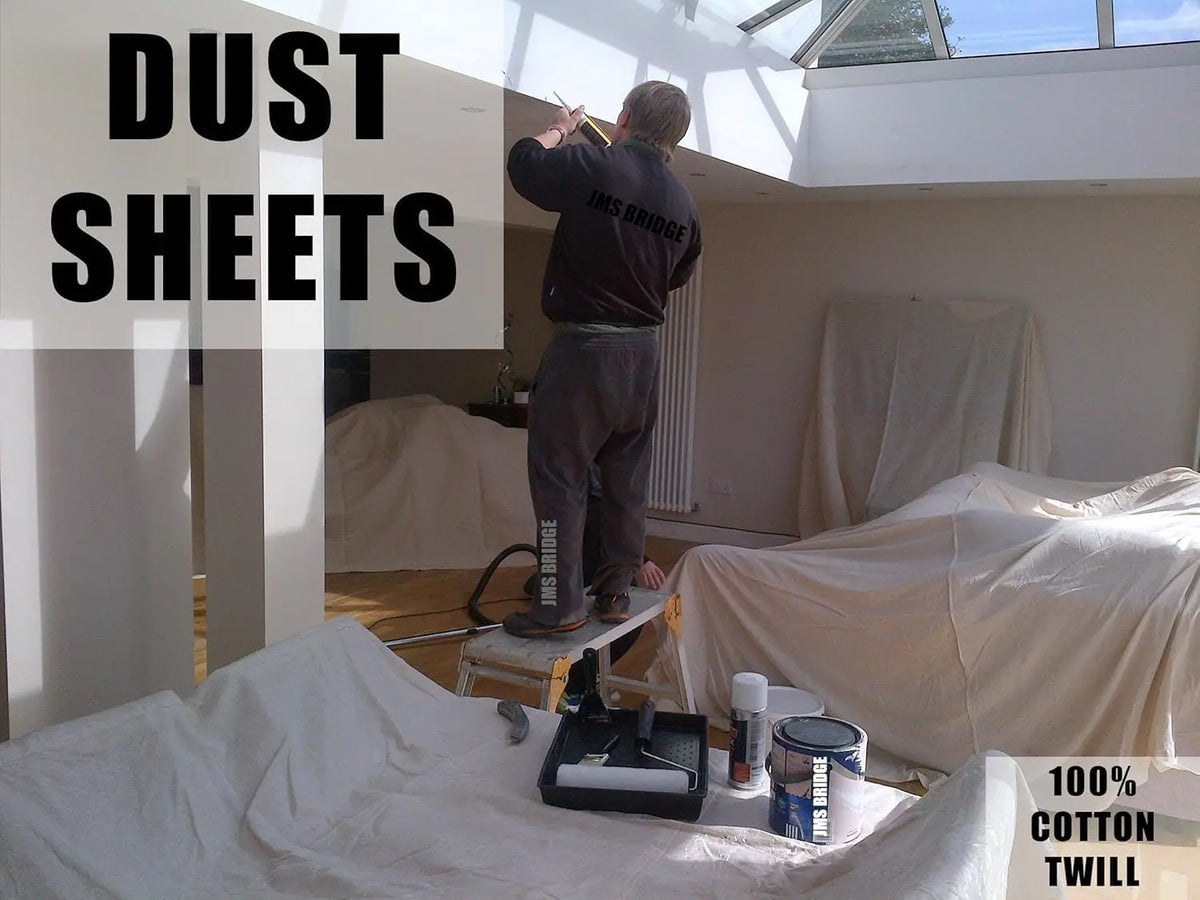 Pack 3 Canvas Dust Sheets 9ft X5ft for Painting & Decorating | Paint Sheets | Drop Cloth | Painting & Paint Cover Sheets