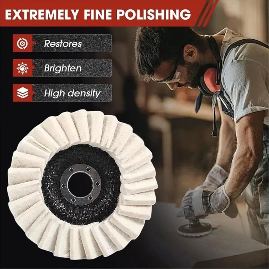 6PCS 125mm Wool Flap Felt Disc Angle Grinder Polishing Buffing Wheels for Metal