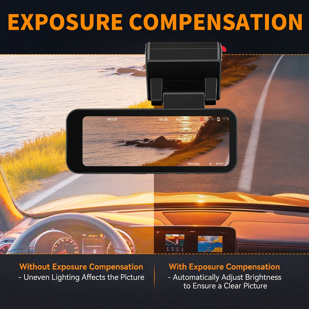 Degreat 3.16 Inch Mirror Dash Car Camera Loop Recording GPS HD Screen Waterproof Mirror Car Recorder Multi-Language Night Vision Equipped With Rear View Camera Reverse Mirror