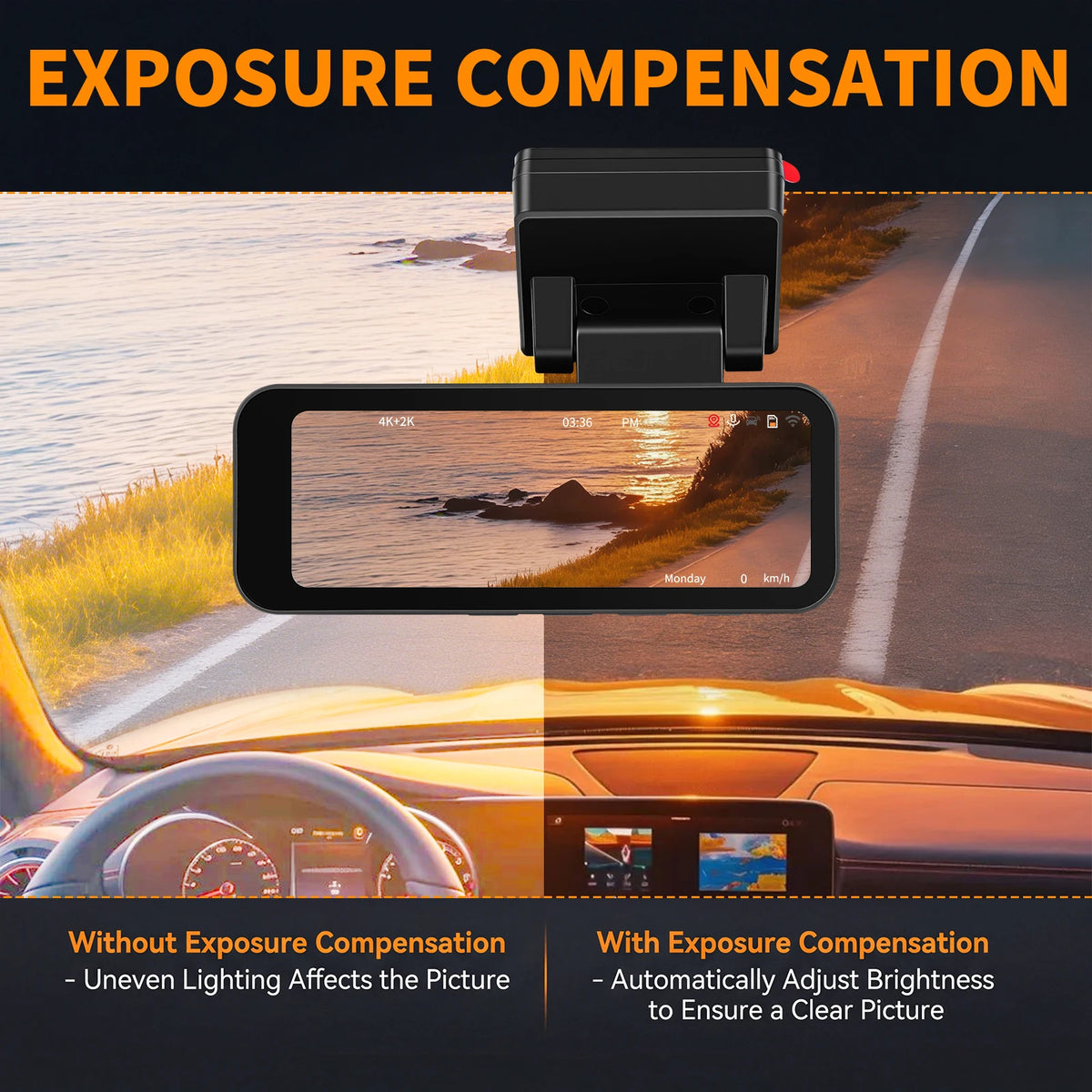 Degreat 3.16 Inch Mirror Dash Car Camera Loop Recording GPS HD Screen Waterproof Mirror Car Recorder Multi-Language Night Vision Equipped With Rear View Camera Reverse Mirror