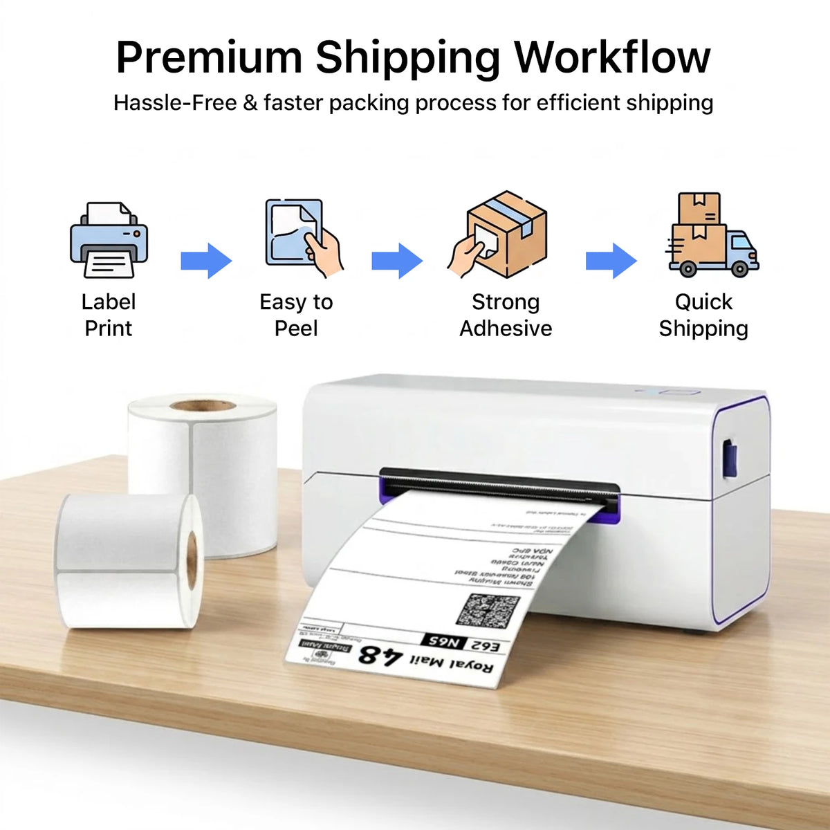 Thermal labels 4x6 Direct Thermal Printer 6X4 500 Labels Roll 100mm x 150mm White Permanent Adhesive Shipping 500 Labels 1 Rolls