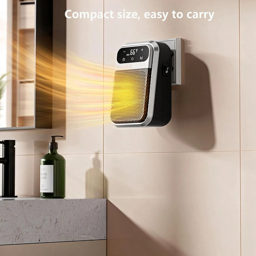 Plug-in Electric Heater, mini Ceramic Bathroom Heater That's Energy-Saving and Quiet, 800W Heater with 12-Hour Timer, Constant Temperature, and Overheat Protection, Suitable for the Bedroom