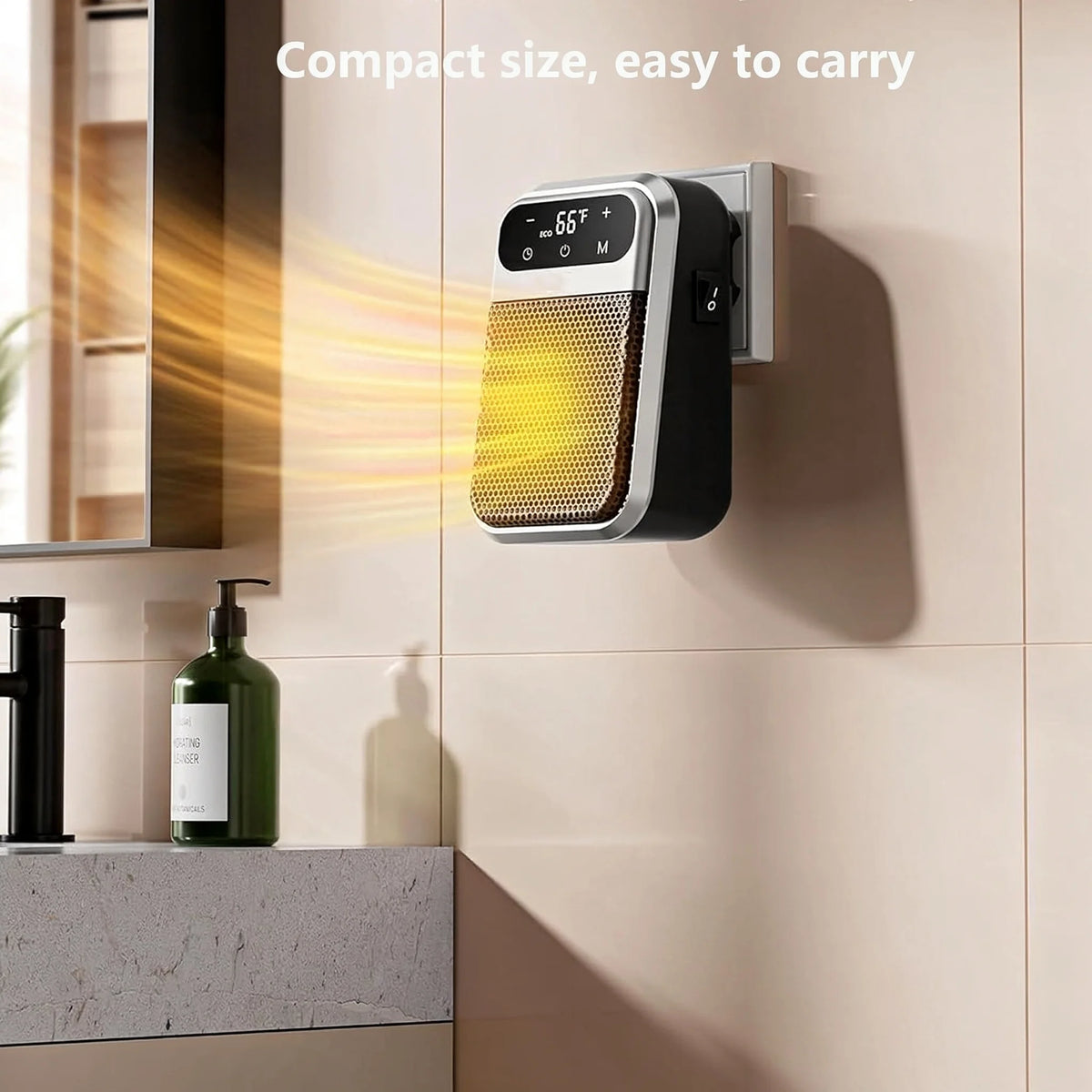 Plug-in Electric Heater, mini Ceramic Bathroom Heater That's Energy-Saving and Quiet, 800W Heater with 12-Hour Timer, Constant Temperature, and Overheat Protection, Suitable for the Bedroom