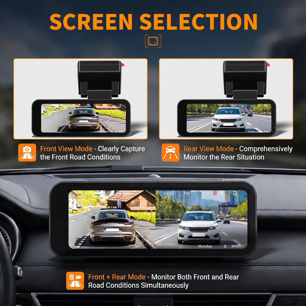 Degreat 3.16 Inch Mirror Dash Car Camera Loop Recording GPS HD Screen Waterproof Mirror Car Recorder Multi-Language Night Vision Equipped With Rear View Camera Reverse Mirror