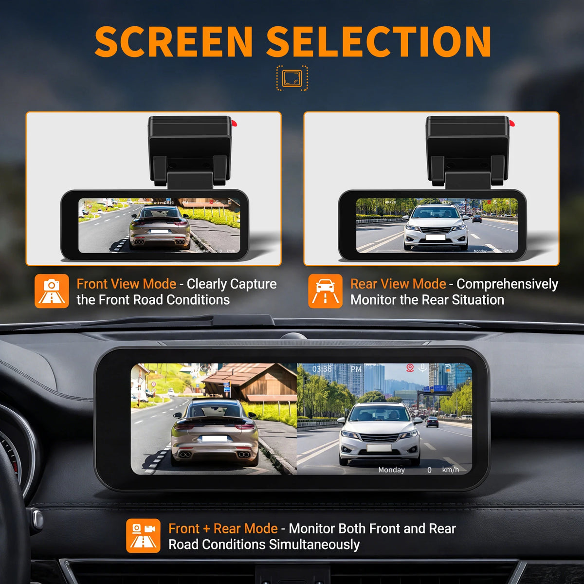 Degreat 3.16 Inch Mirror Dash Car Camera Loop Recording GPS HD Screen Waterproof Mirror Car Recorder Multi-Language Night Vision Equipped With Rear View Camera Reverse Mirror