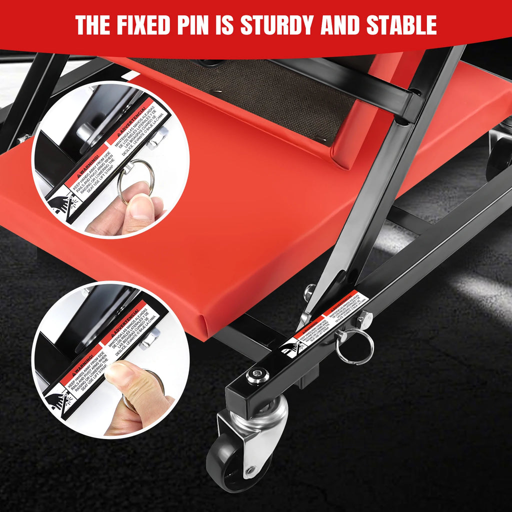 Folding Car Creeper Seat, Lay Down or Sit Stable, Heavy Duty Folding Mechanics Car Creeper with 6 360° Rotatable Rolling Wheels, Durable Garage Workshop Stool for Under Car Repair Tool