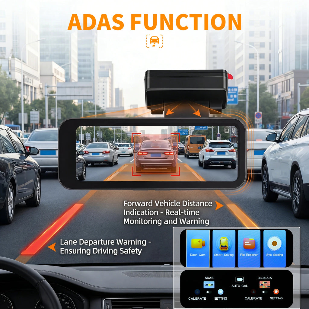 Degreat 3.16 Inch Mirror Dash Car Camera Loop Recording GPS HD Screen Waterproof Mirror Car Recorder Multi-Language Night Vision Equipped With Rear View Camera Reverse Mirror