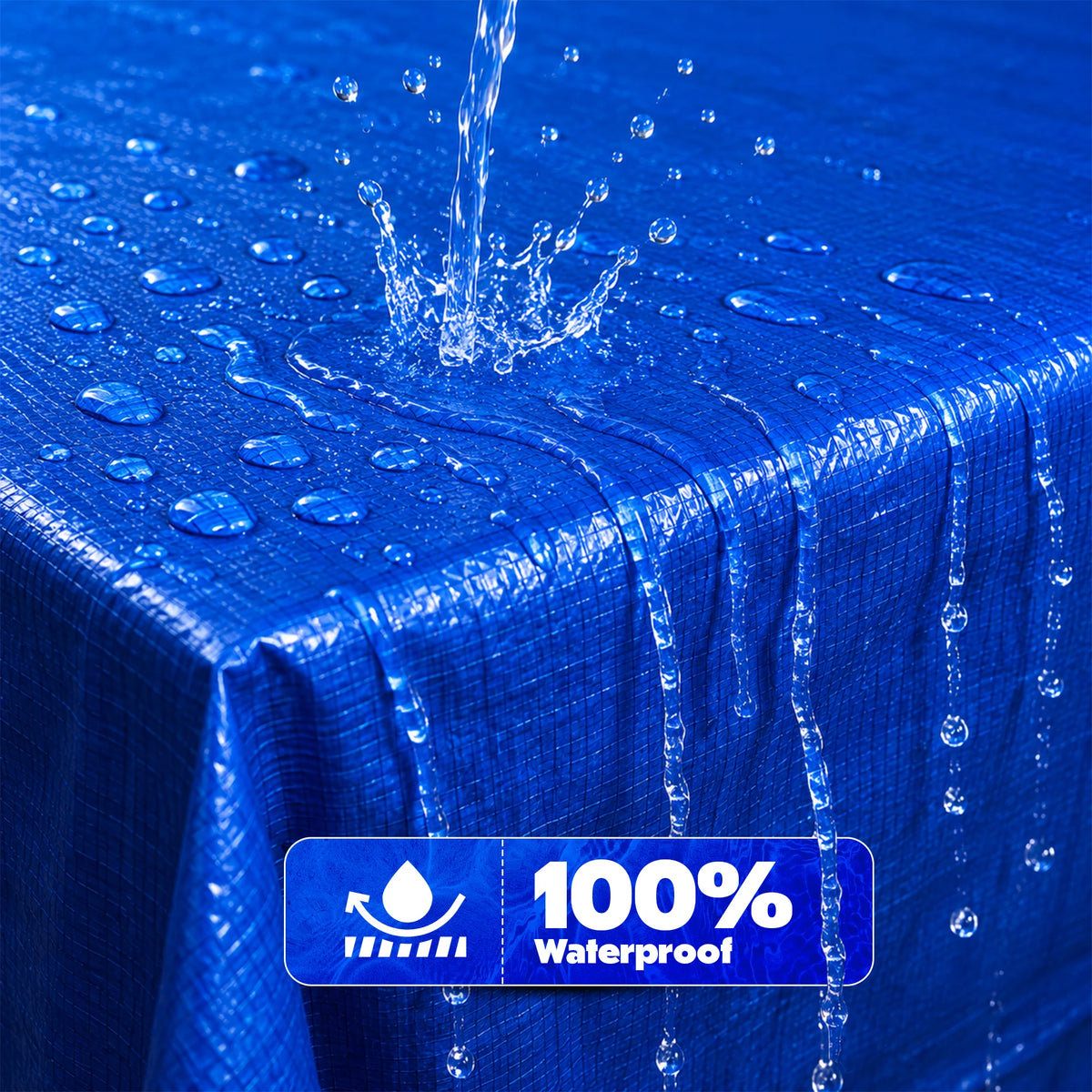 Waterproof Blue Tarpaulin Cover Sheet Heavy Duty Waterproof Camping Sheet- Heavy Duty, Easy to Wash -PE Material, Reinforced Corners with Metal Eyelets -Clear Mesh -Ideal for Indoor-Outdoor Protection
