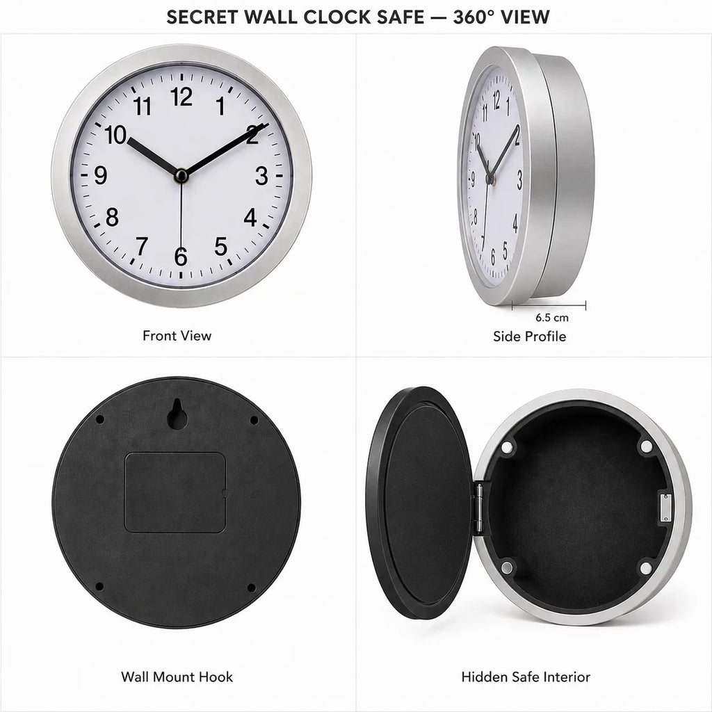 10 Inch Hidden Safe Wall Clock Secret Storage Diversion Safe Box for Cash Money Jewelry Passport Valuables Home Security