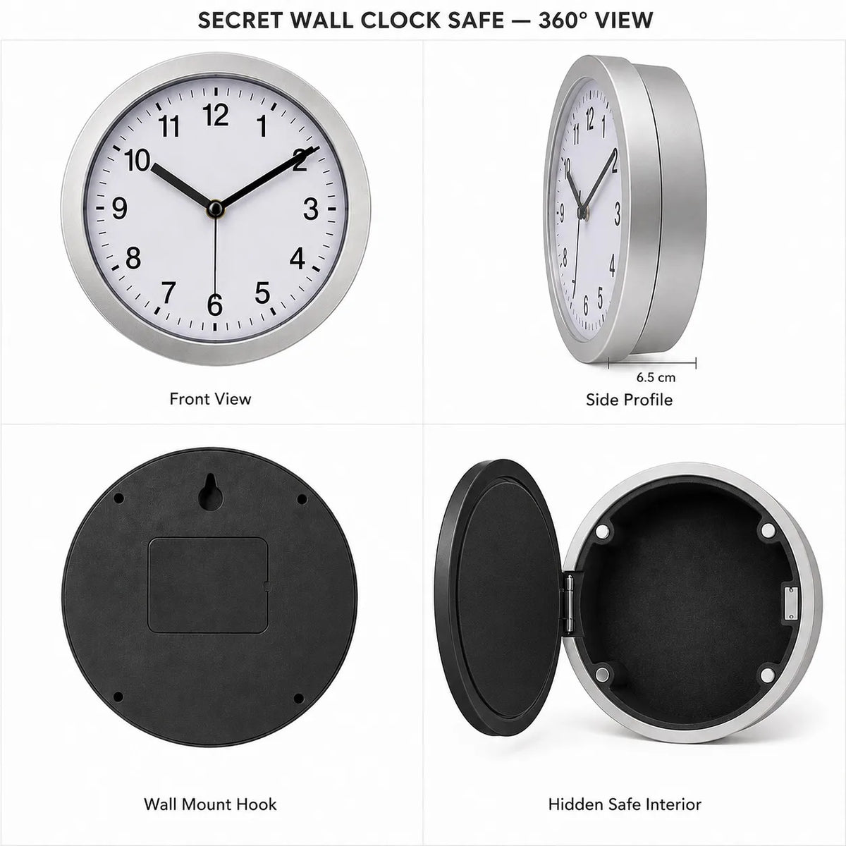 10 Inch Hidden Safe Wall Clock Secret Storage Diversion Safe Box for Cash Money Jewelry Passport Valuables Home Security
