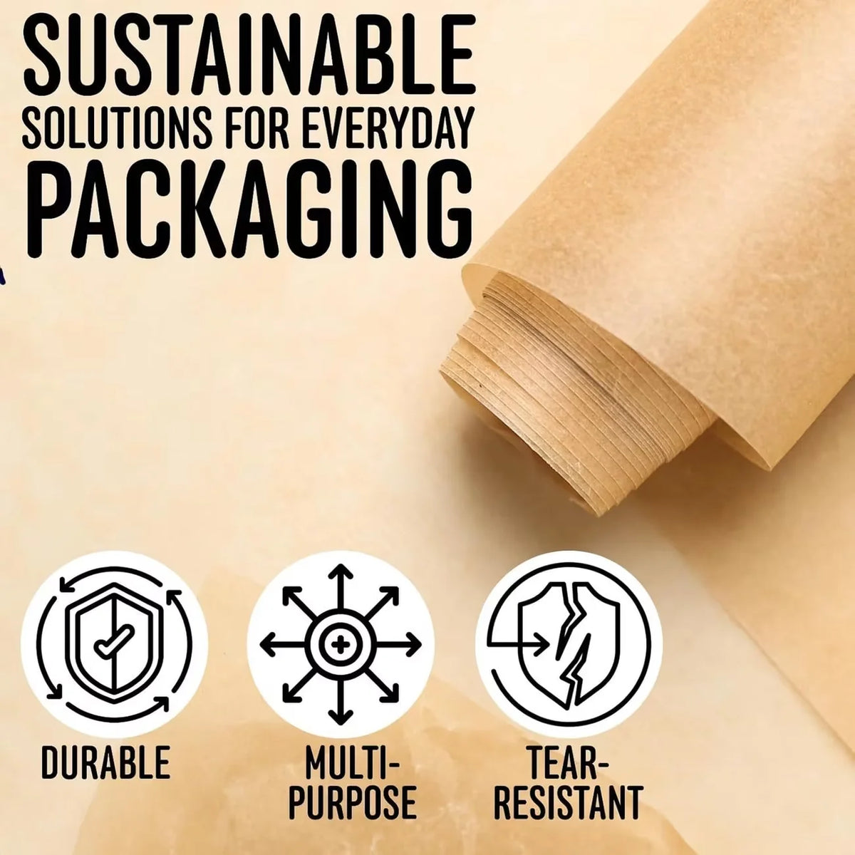 1 Roll of Brown Eco Kraft Paper, Wrapping Paper Roll, Fully Recyclable Gift Wrap for Packing, Arts and Crafts, Gift Wrapping, Parcel Packing and more 500mm x 20m