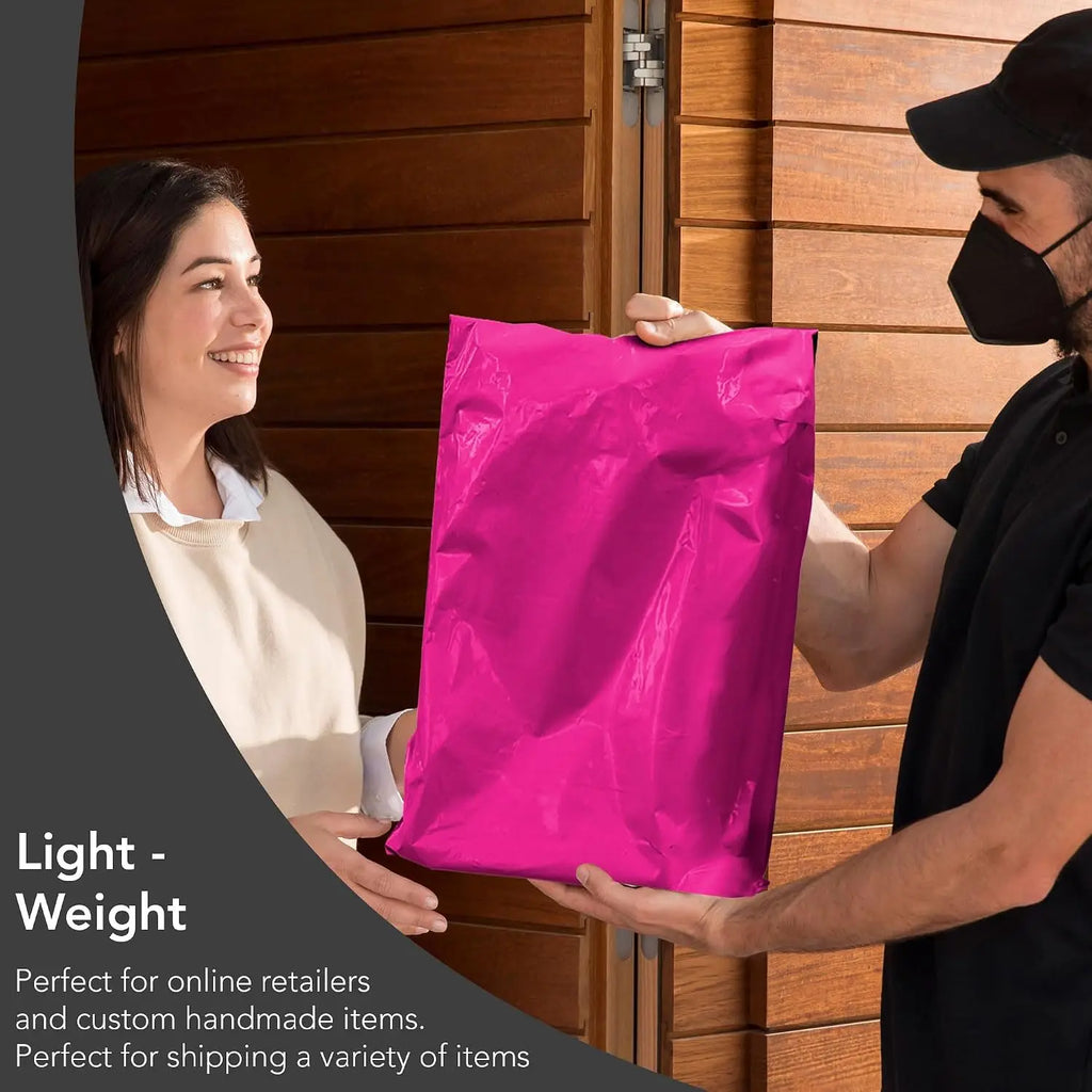 Hot Pink Mailing Bags 2SZ 100 Bags, 25 From Each Poly Postal Envelopes with Secure Peel Seal, Poly Parcel Bags for Clothes, Online Orders, Retail Items, Courier Delivery & Everyday Shipping
