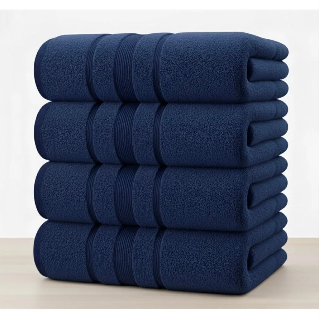 Pack of 4 Bath Sheets 70× 155 cm – 100% Pure Cotton Extra Large Bathroom Towel Set, Super Soft, Highly Absorbent, Quick Dry, Hotel Quality Bath Towels for Home, Gym & Spa
