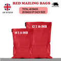 40 Mixed Red Mailing Bags Multi-Size Combo 20 from Each Strong Poly Mailers Self Seal Waterproof Shipping Envelopes Postage
