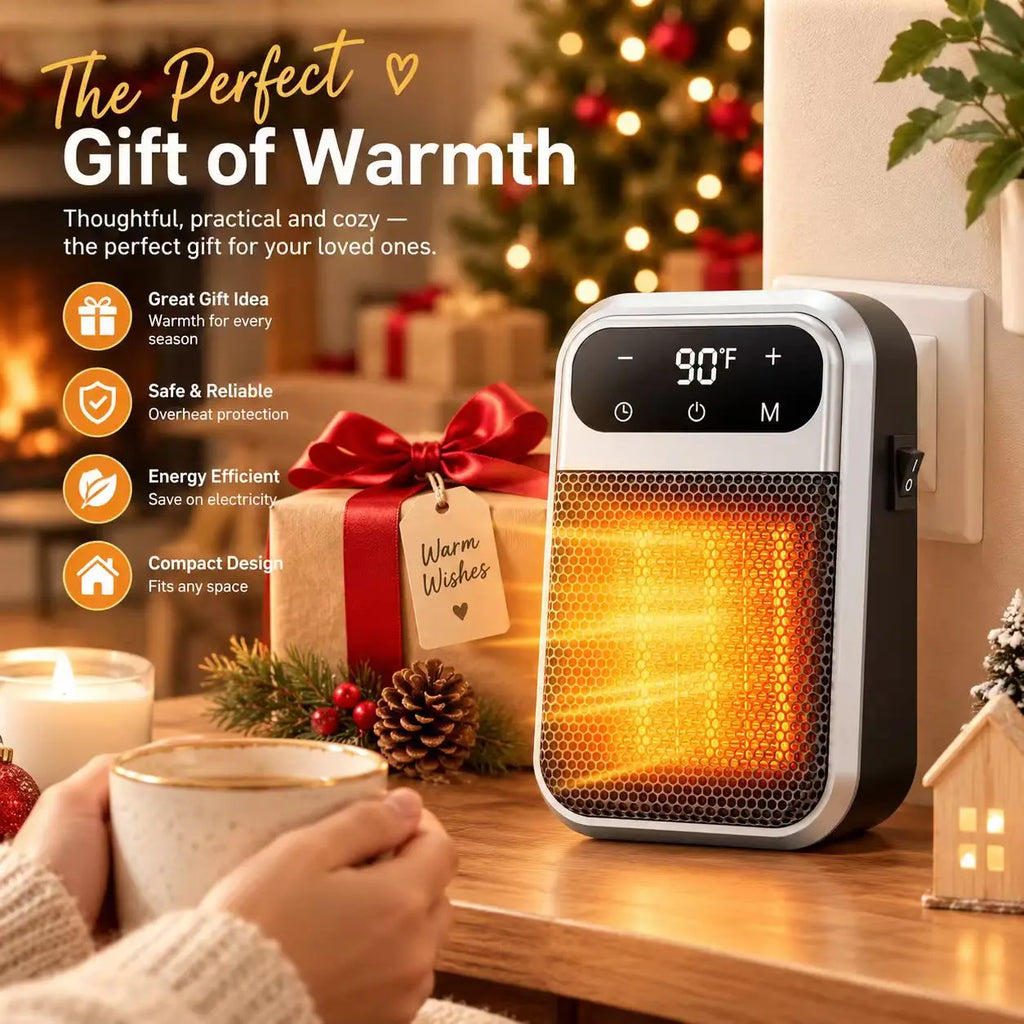 Plug-in Electric Heater, mini Ceramic Bathroom Heater That's Energy-Saving and Quiet, 800W Heater with 12-Hour Timer, Constant Temperature, and Overheat Protection, Suitable for the Bedroom