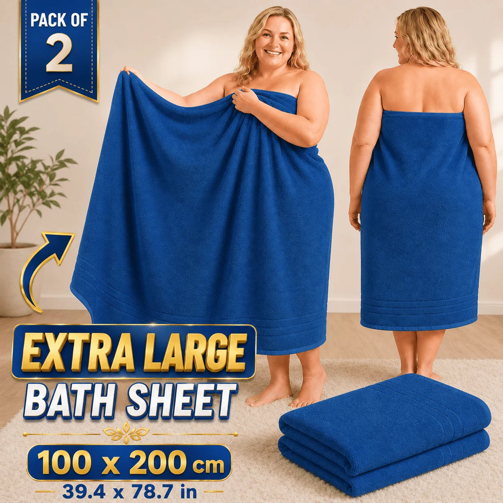 Pack of 2 Extra Large Bath Sheets 100 × 200 cm, 600 GSM Soft Bath Towels, Luxury Oversized Bath Towels for Adults, Quick-Drying and Highly Absorbent, Large Shower Towels for Bathroom, Home, Gym and Travel