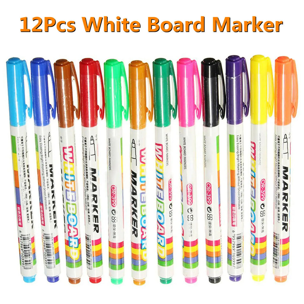 12 Colour White Board Marker Pens Pen Dry Eraser Easy Wipe Whiteboard Easy Dry New Arrival Fast Shipping UK
