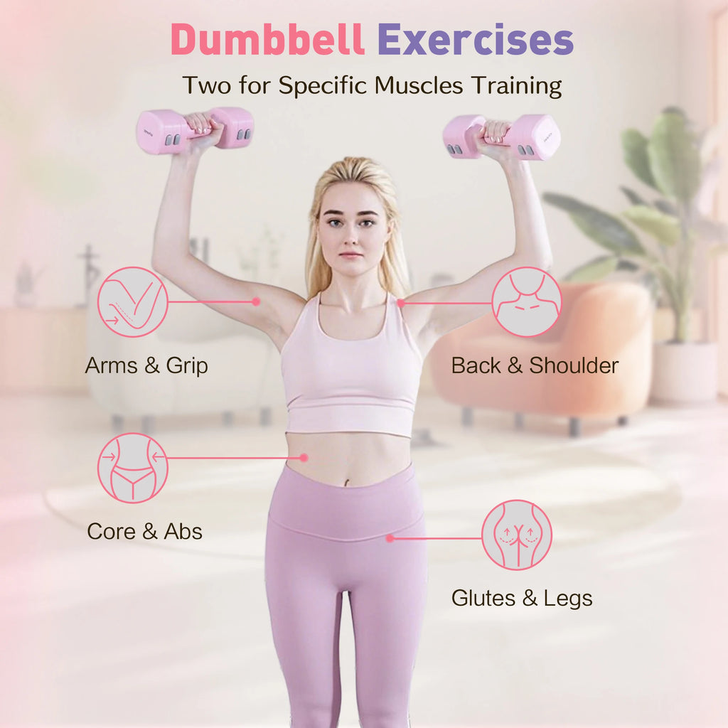 Agilithor 2 in 1 Dumbbell and Kettlebell Set, Two Adjustable Dumbbells 1 to 2.5 kg Each, 2 to 5 kg the Pair, with a Kettlebell Handle, Free Weights for Home Training
