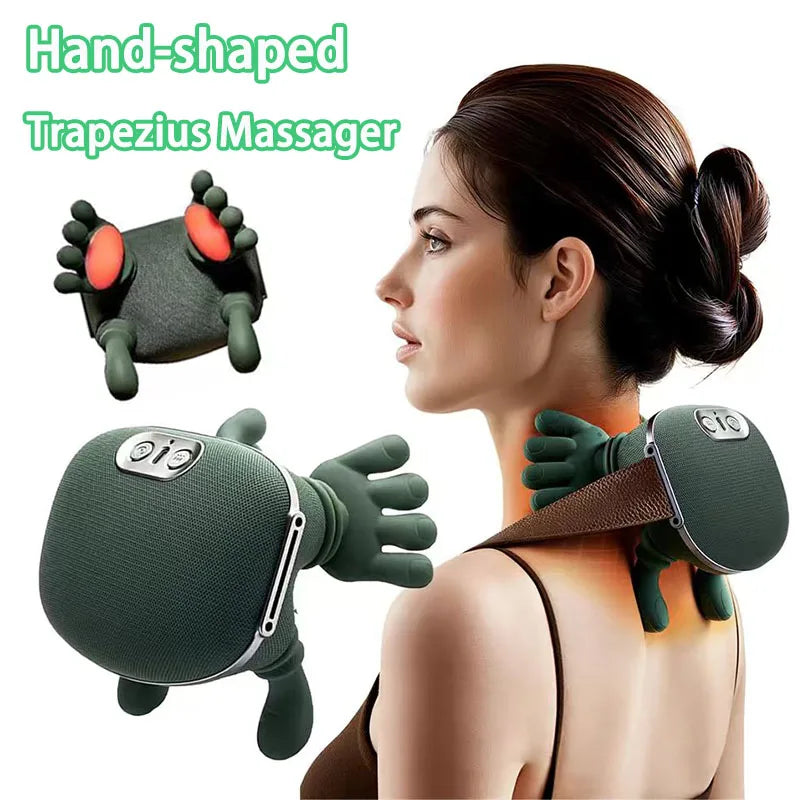 Multi-function Shoulder and Neck Acupoint Massager, Neck Massager, 4D Bionic Hand-style Neck and Shoulder Massager, USB Rechargeable, 3 Intensity Levels, 2 Heat Settings