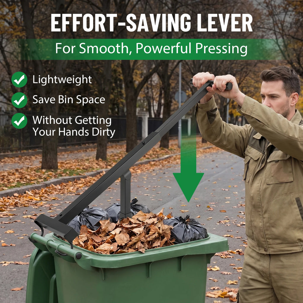 Manual Wheelie Bin Trash Compactor, Carbon Steel Rubbish Press for 120L‑240L Wheelie Bins – Space Saving Recycling Tool, Adjustable 25‑40cm, Rust‑Resistant – EU Warehouse