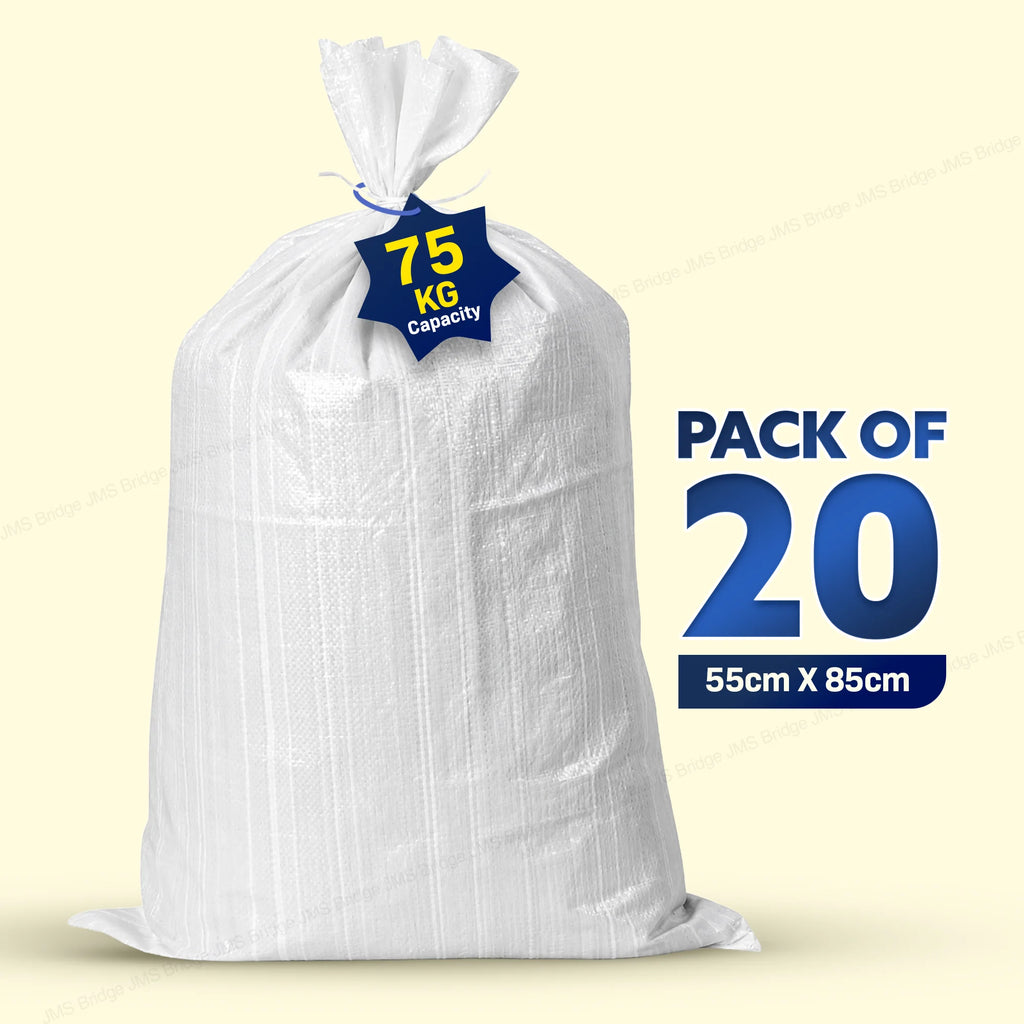20 Heavy Duty Garden Waste Bags Woven Sacks Polypropylene PP Strong Rubble Sacks Builder Bag Woven Bags Rubble Bag Polypropylene Builder Bag 33 inch X 22 inch (85 cm X 55 cm)