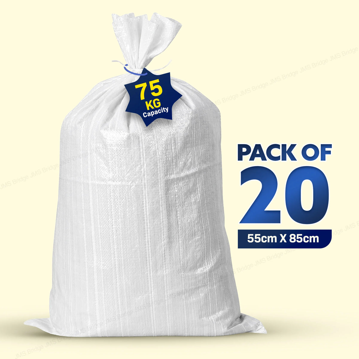 20 Heavy Duty Garden Waste Bags Woven Sacks Polypropylene PP Strong Rubble Sacks Builder Bag Woven Bags Rubble Bag Polypropylene Builder Bag 33 inch X 22 inch (85 cm X 55 cm)