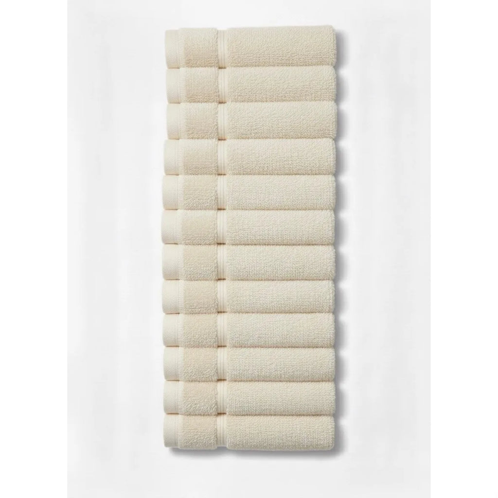 12X 100% Prime Egyptian Cotton Face Cloths - 500 GSM Super Soft Absorbent Bathroom Wash Cloths Flannels 30cm x30cm