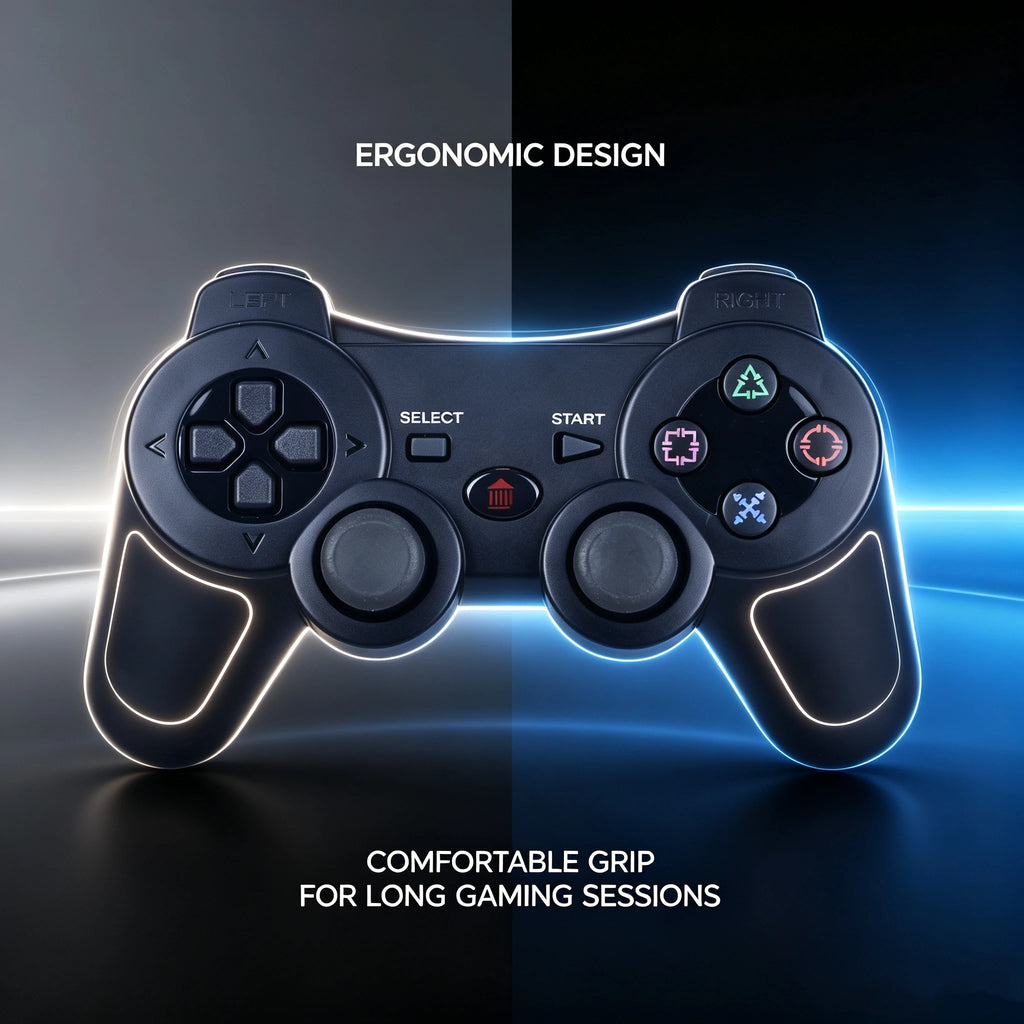 Wireless Game Controller for PS3 Console, 17‑Button Gamepad with Dual‑Shock Vibration, 1.8M Charging Cable, Ergonomic Design