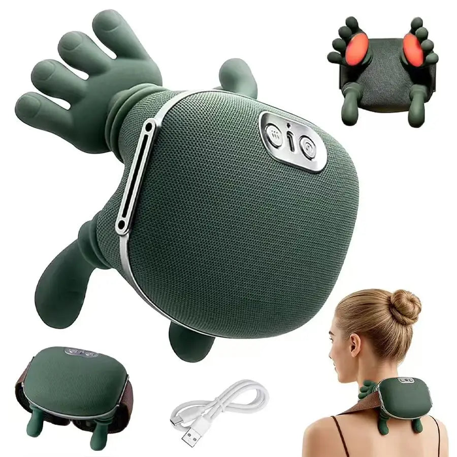 Multi-function Shoulder and Neck Acupoint Massager, Neck Massager, 4D Bionic Hand-style Neck and Shoulder Massager, USB Rechargeable, 3 Intensity Levels, 2 Heat Settings