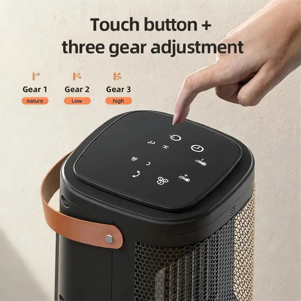 Portable Heater Fan 2 in 1 Cooling & Heating Fan with Remote & Touch Control PTC Ceramic 70° Oscillation 12H Timer 3 Speeds Fast Heating for Home Bedroom Office