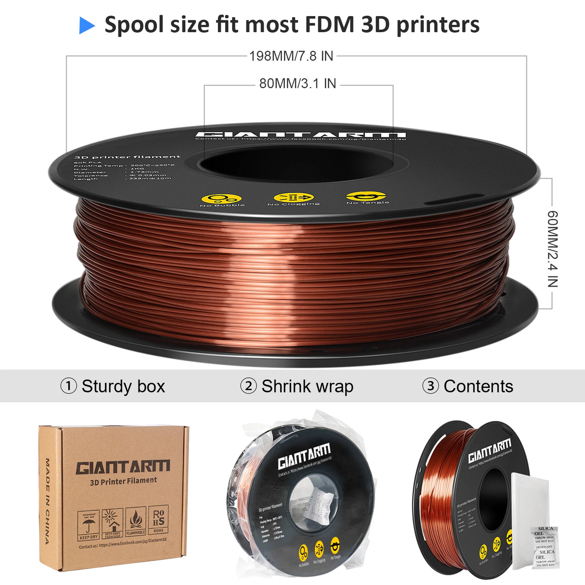 GEEETECH 3D Silk PLA Filament 1kg 1.75mm Spool Wire for 3D Printer Material, Safety, Vacuum Packaging Suitable For Bambu Lab