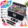 204 Colour Dual Tip Marker Set, Quick Dry Sketching Markers for Painting, Professional Art Markers for Drawing Illustration, Marker Pens for Artists