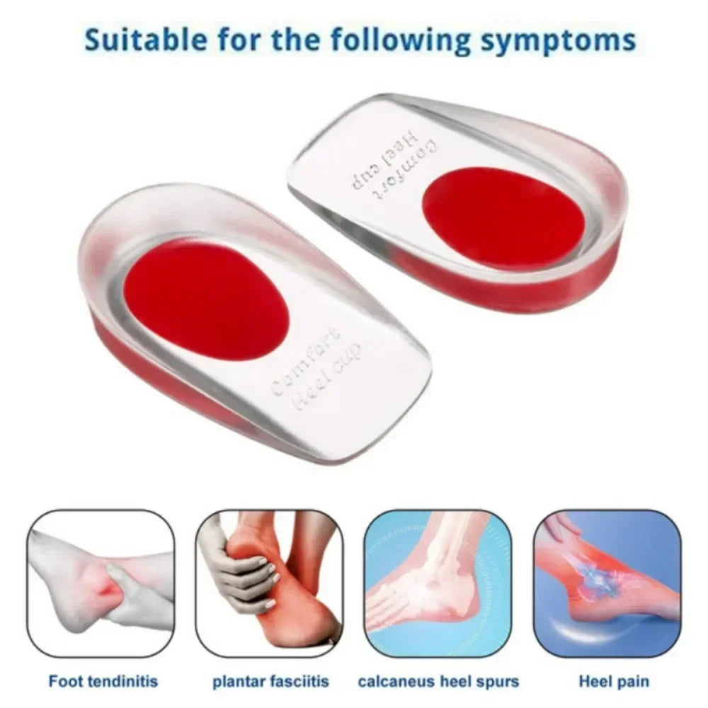 1 Pair Silicone Gel Insoles Men Women Heel Spurs Pain Relief Treatment Heel Insoles Foot Massager Care Shoe Pad Foot Care Tool