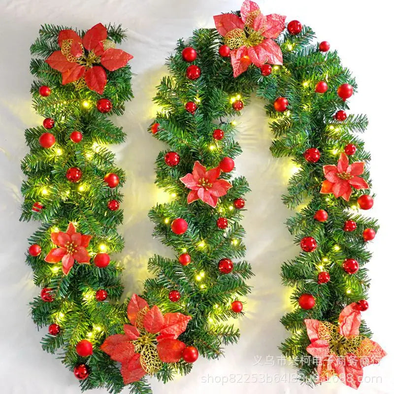 2.7M Christmas LED Rattan Garland Decorative For Staircase Fireplace Christmas Decoration Xmas Tree Rattan Banner Home Pendant