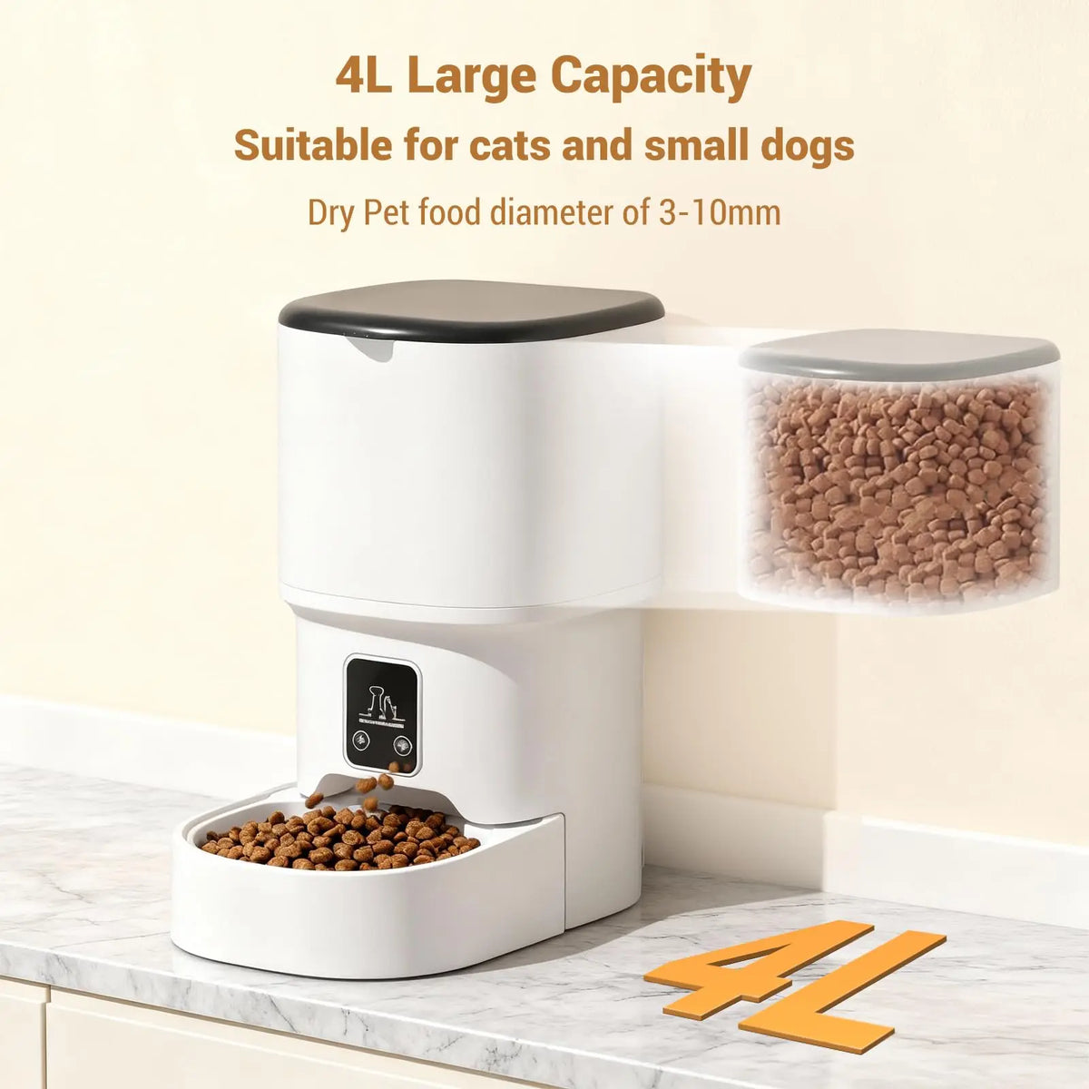 4L Automatic Cat Feeder Dog Food Dispenser with Programmable Timer