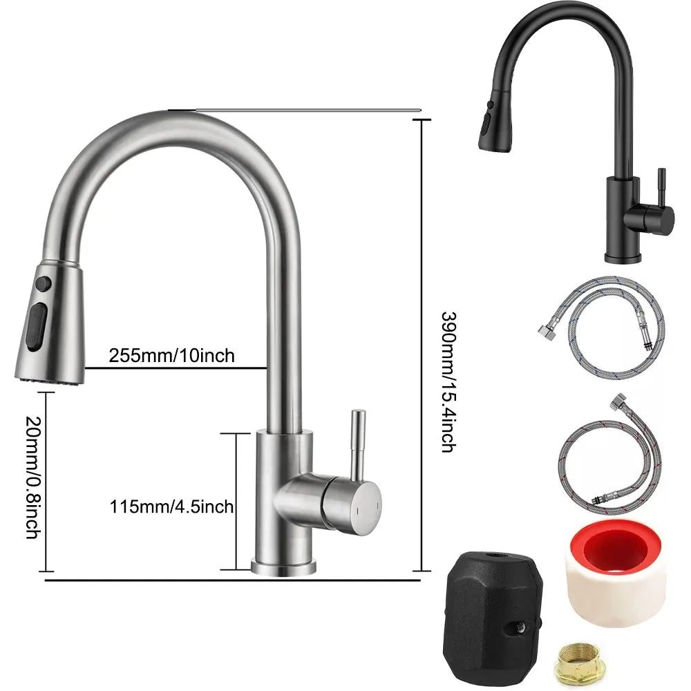 360° Kitchen Sink Mixer Taps Pull Out Spout Spray Single Lever Modern Mono Tap