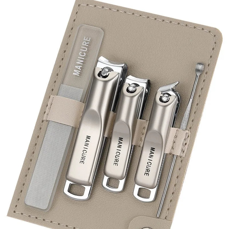 5-Piece Professional Manicure Pedicure Set with Portable Storage Box Complete Nail Clipper Manicure Tools for Home and Travel