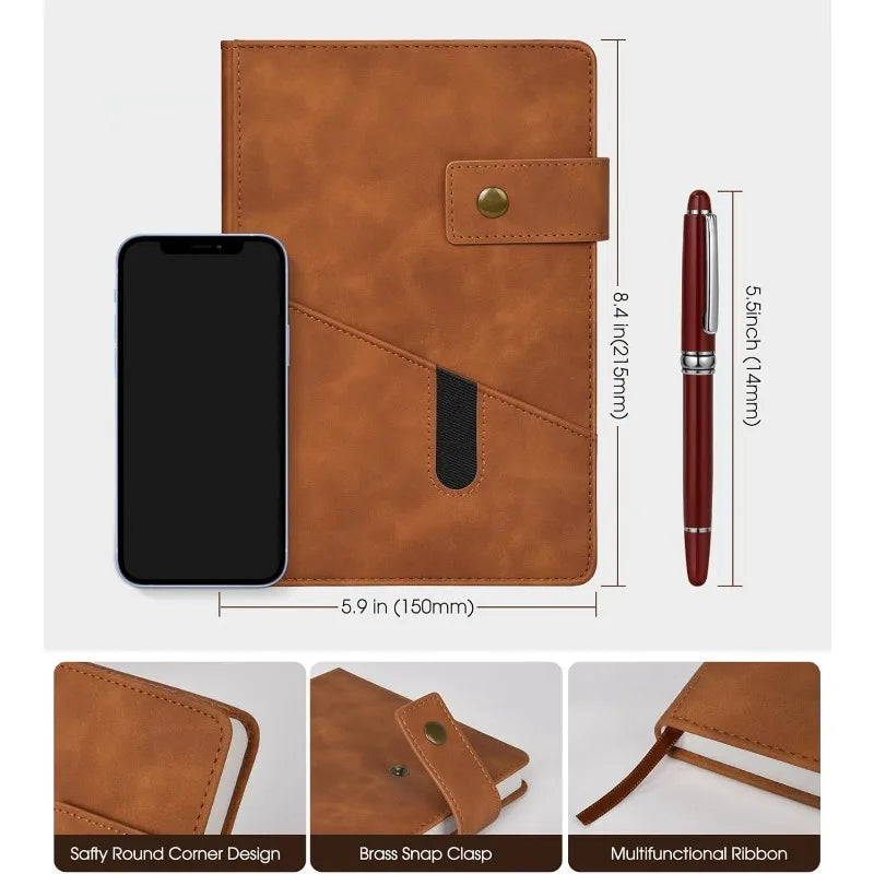 A5 Hardcover Leather Sketchbook with 200 Pages Thick Blank Paper for Writing Journal Unlined Plain Notebook Gift Men Women