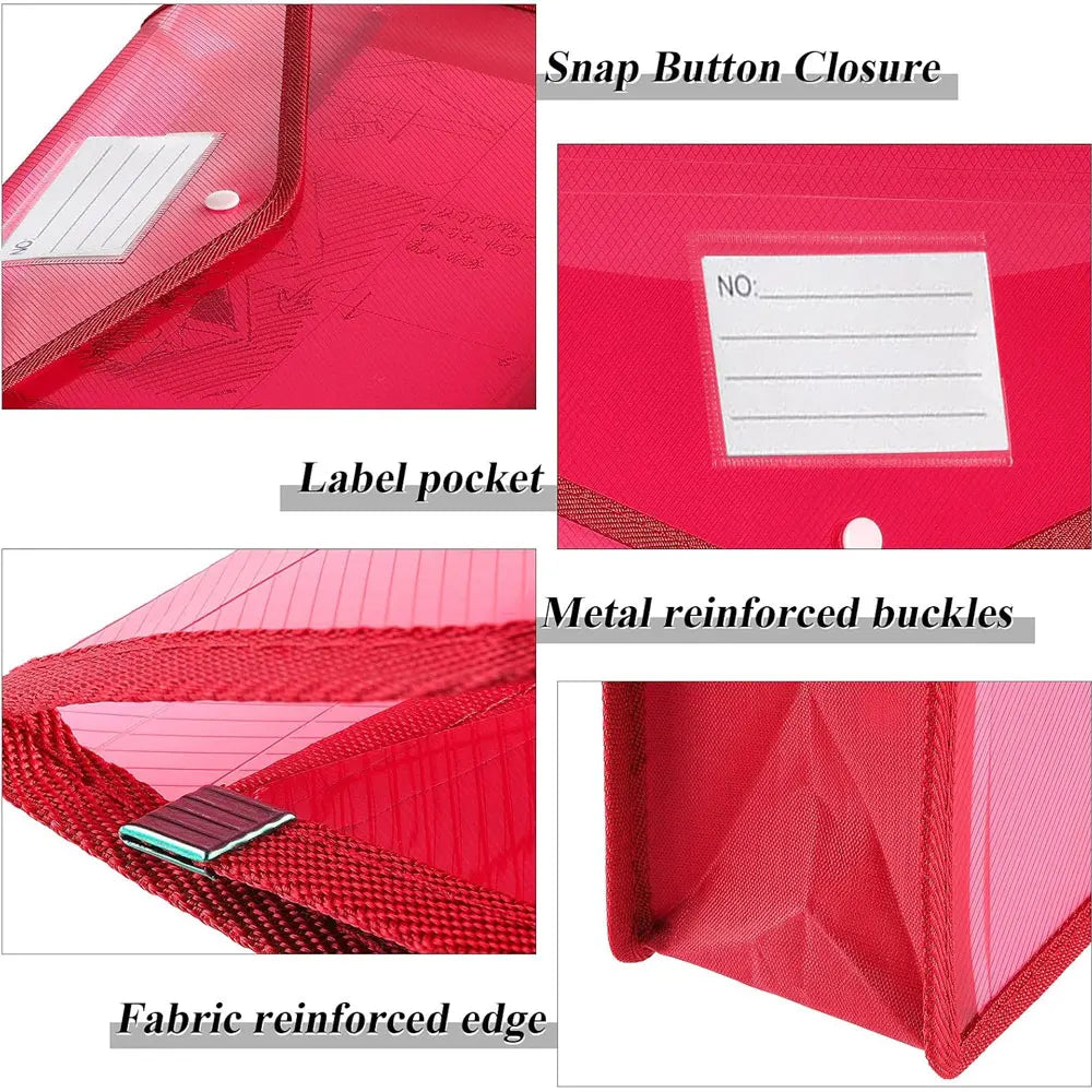 A4 Plastic Document Bag (1-Pack), Large Capacity Expandable Document Bag, with Snap Closure, Transparent Document Storage Bag.