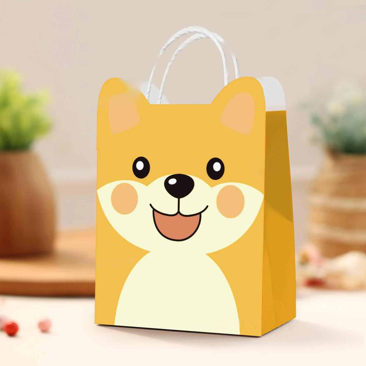 5/10/15/20/30/50pcs Cute Cartoon Animal Paper Bags with Handle Candy Snack Bag Kids Birthday Party Decoration Supplies Gifts