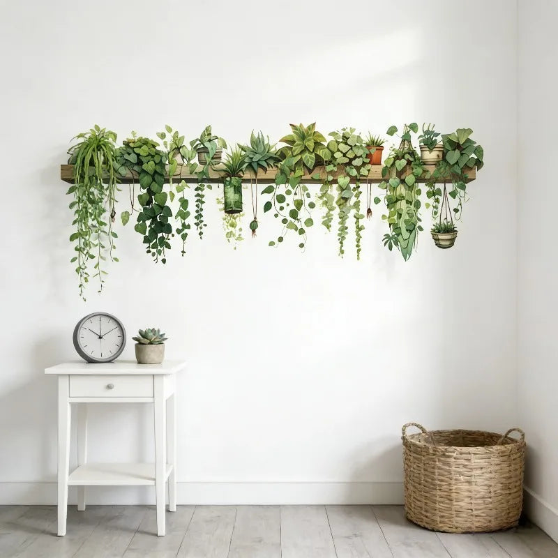 Realistic Pothos Leaves Wall Stickers Self Adhesive for Wall Decor Removable Waterproof Plant Art for Living Room Bedroom Decor
