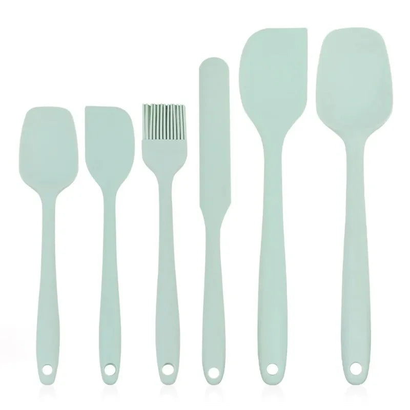 6Pcs Silicone Spatula Set Food Grade Non Stick Heat Resistant Spatulas Turner for Cooking Baking Mixing Baking Tools