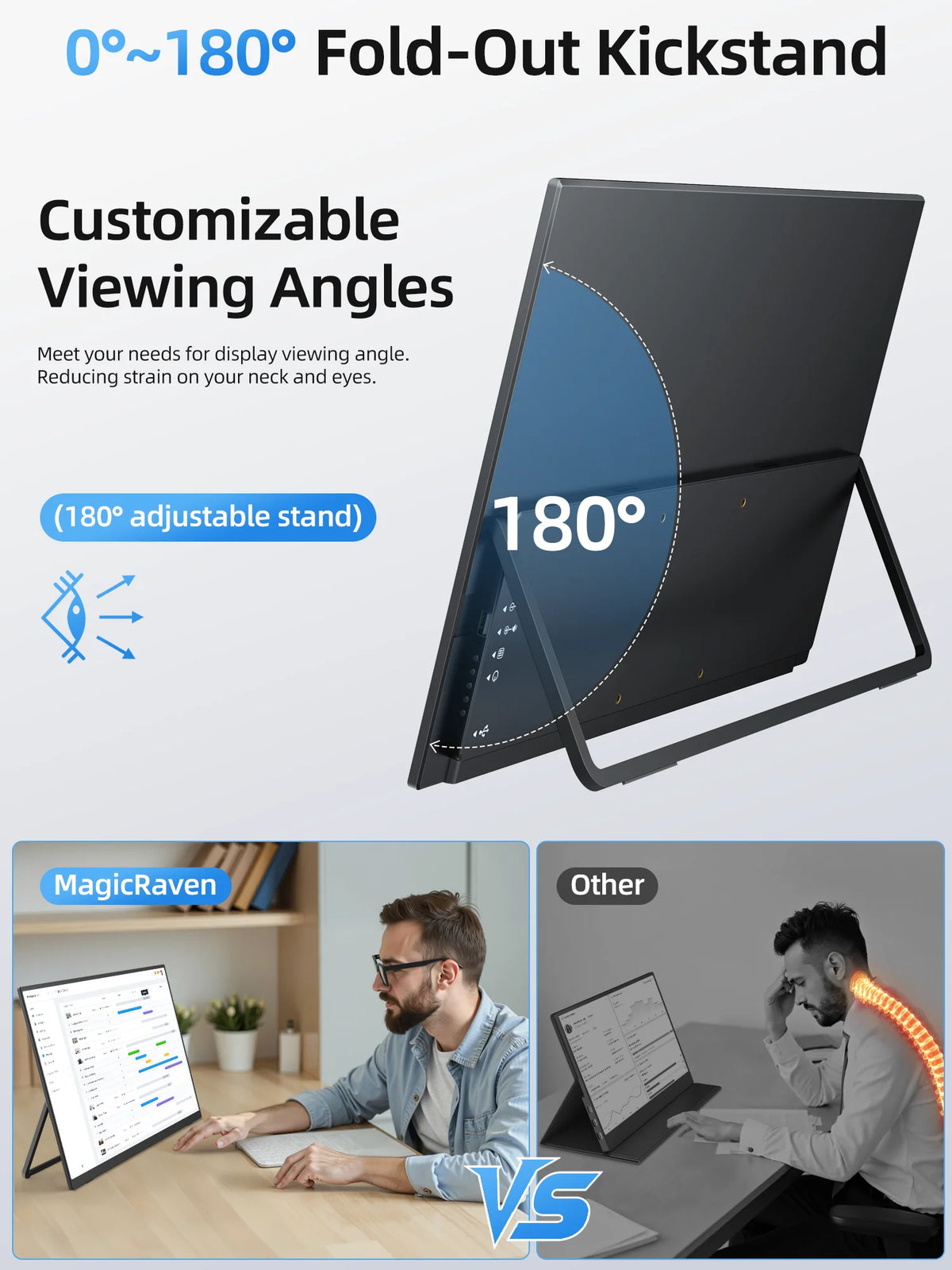 Amoudo 1920*1080P 100Hz Mobile Monitor 21.5 Inches  Portable Monitor VESA Compatible Portable Monitor Large Screen Second Monitor Mobile Monitor
