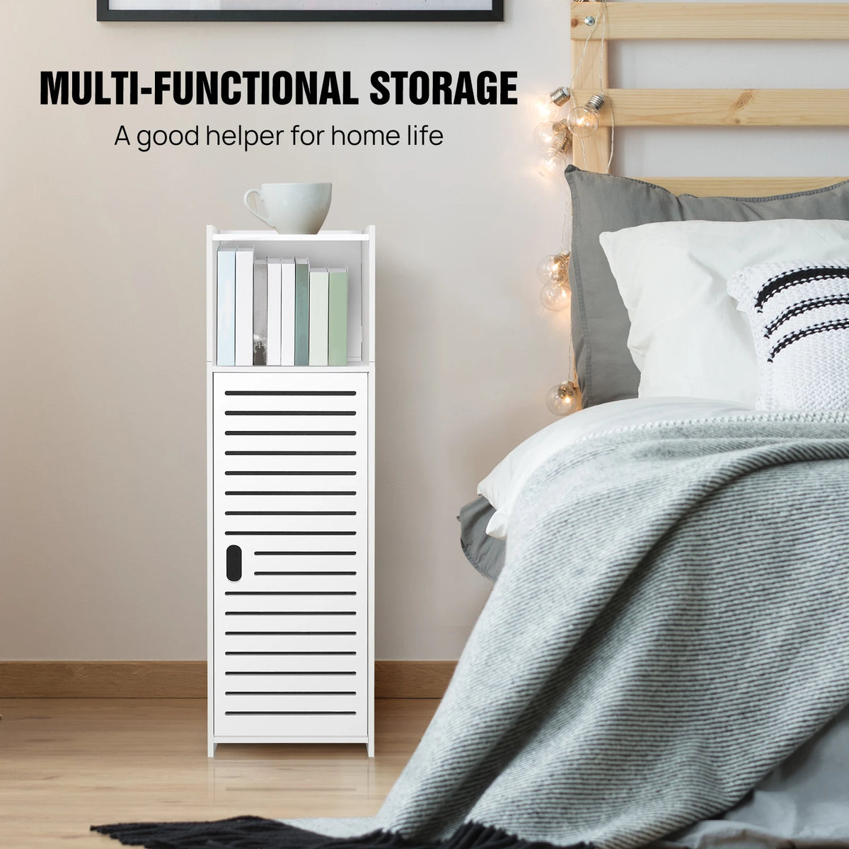 3-Tier Bathroom Floor Cabinet with Door - Freestanding Storage Organizer for Bathroom, Kitchen, Bedroom, Living Room