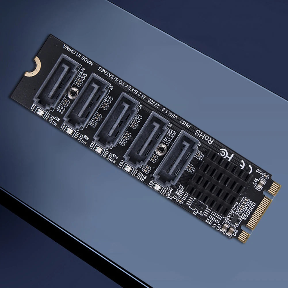 M.2 MKEY PCI-E Expansion Card 5/6 Port Adapter Card M.2 To SATA 3.0 Converter 6Gpbs SATA3.0 Adapter Support PM Function