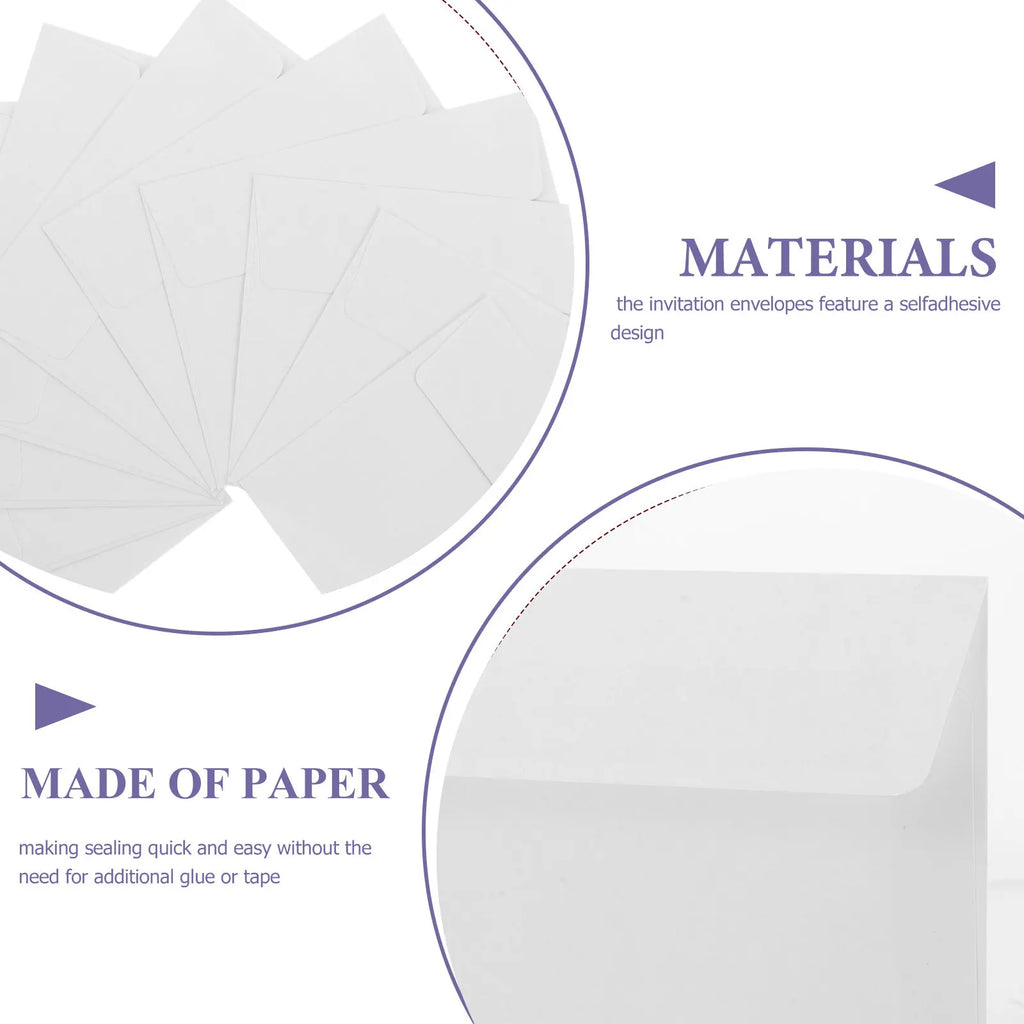 50Pcs Greeting Card Envelopes White Paper Envelopes Self Seal For Wedding Invitations Business Letter Stationery And Cash Saving